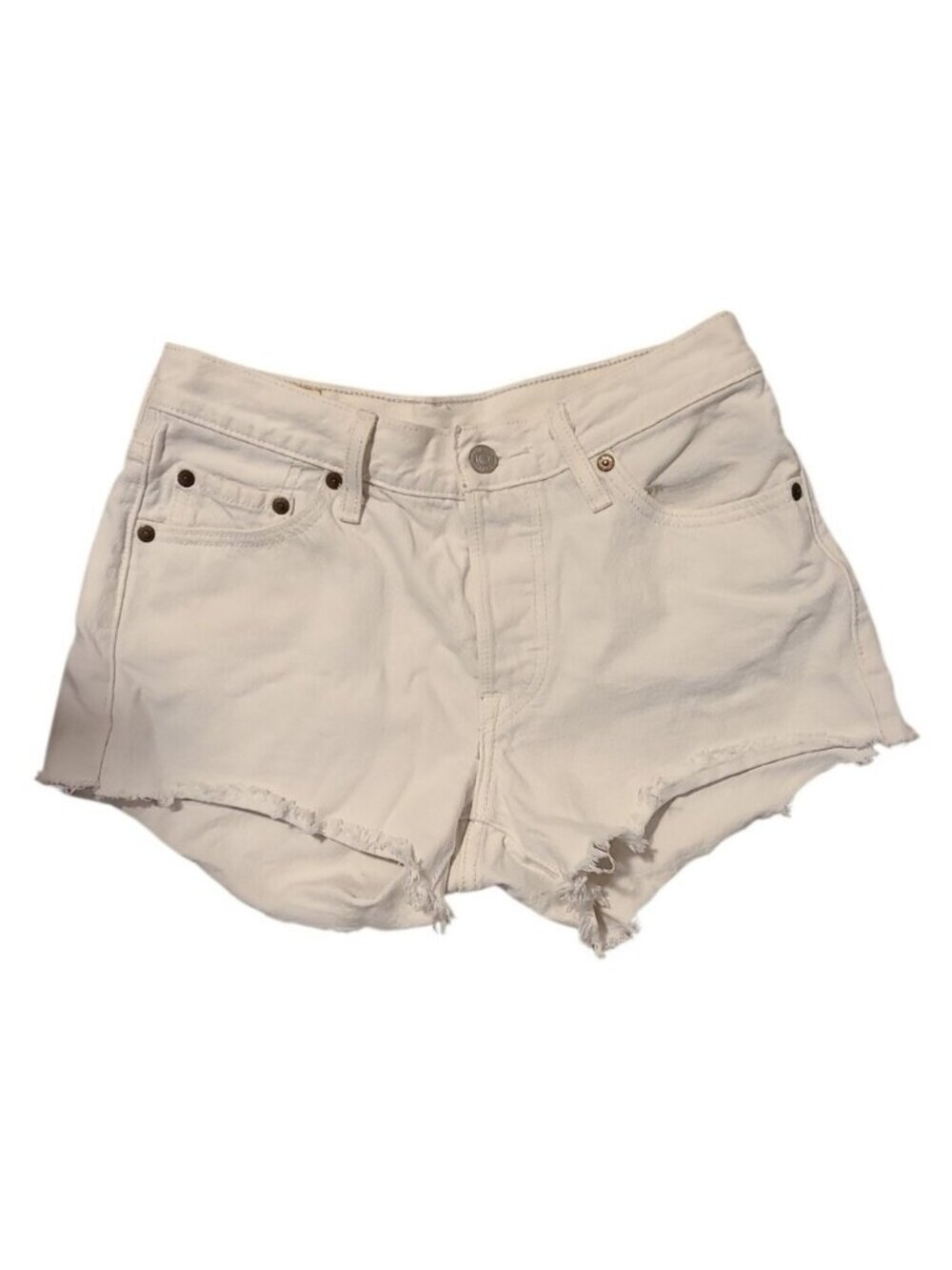 Levi's 501 White Denim Cutoff Shorts with Frayed Hem Womens Size 25